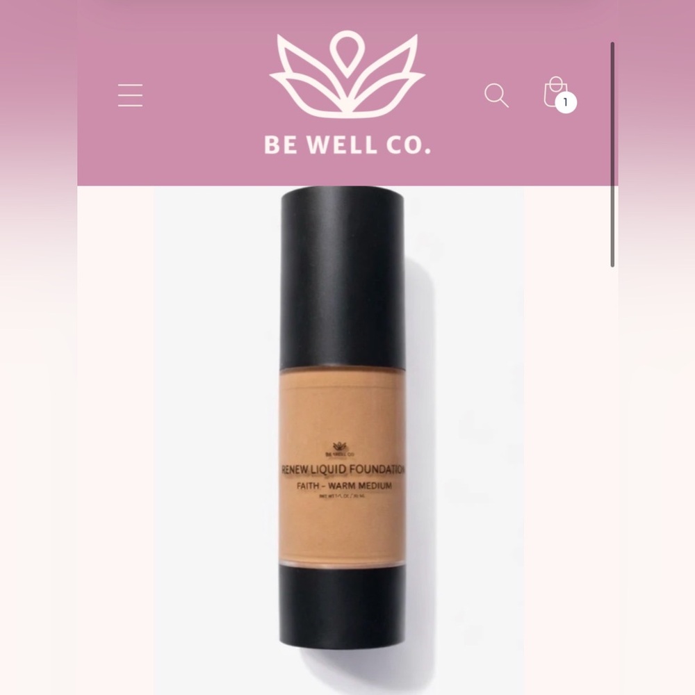 Be Well Co. Renew Liquid Foundation - FAITH- warm medium. NEW.